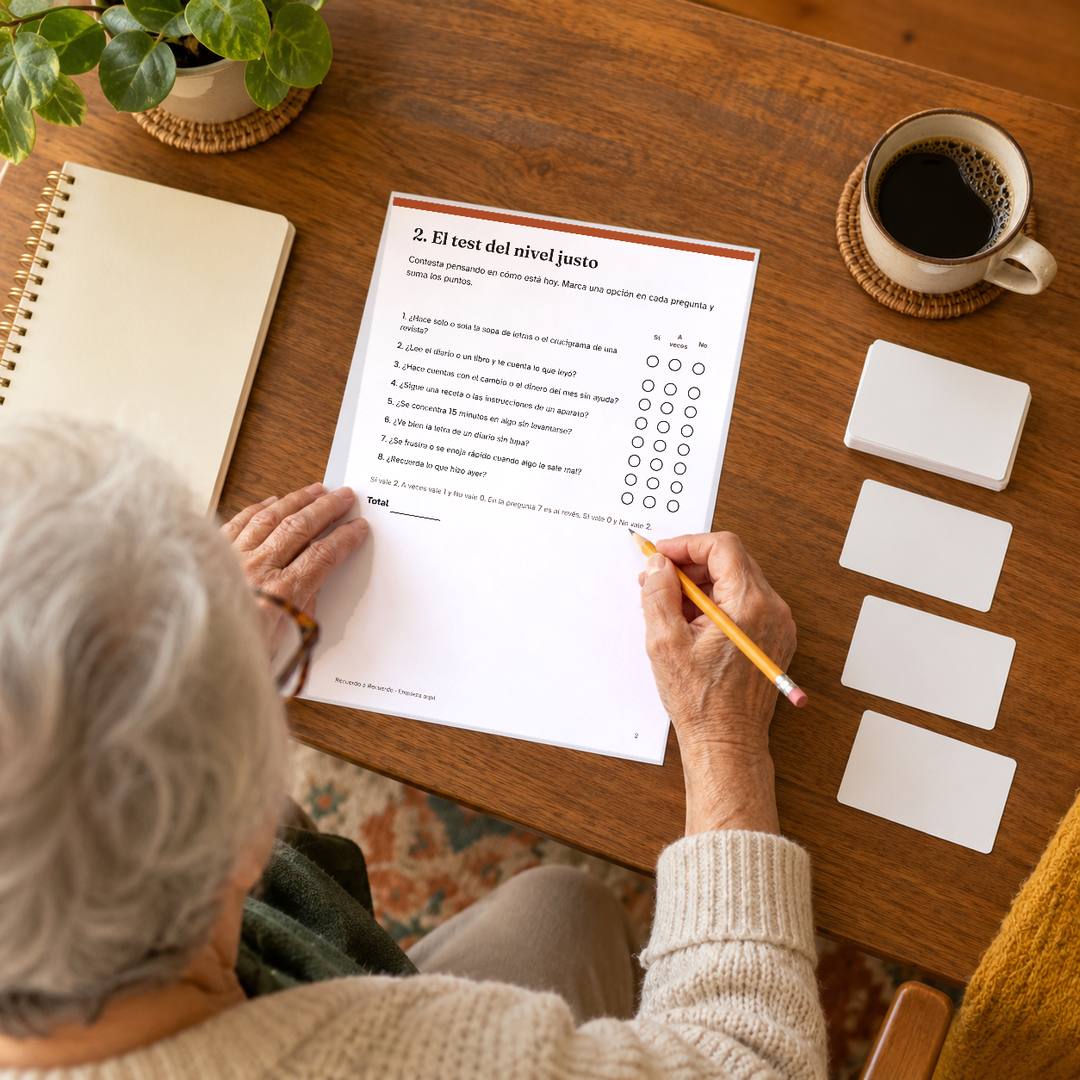 El test del nivel justo y las tarjetas para charlar sobre la mesa